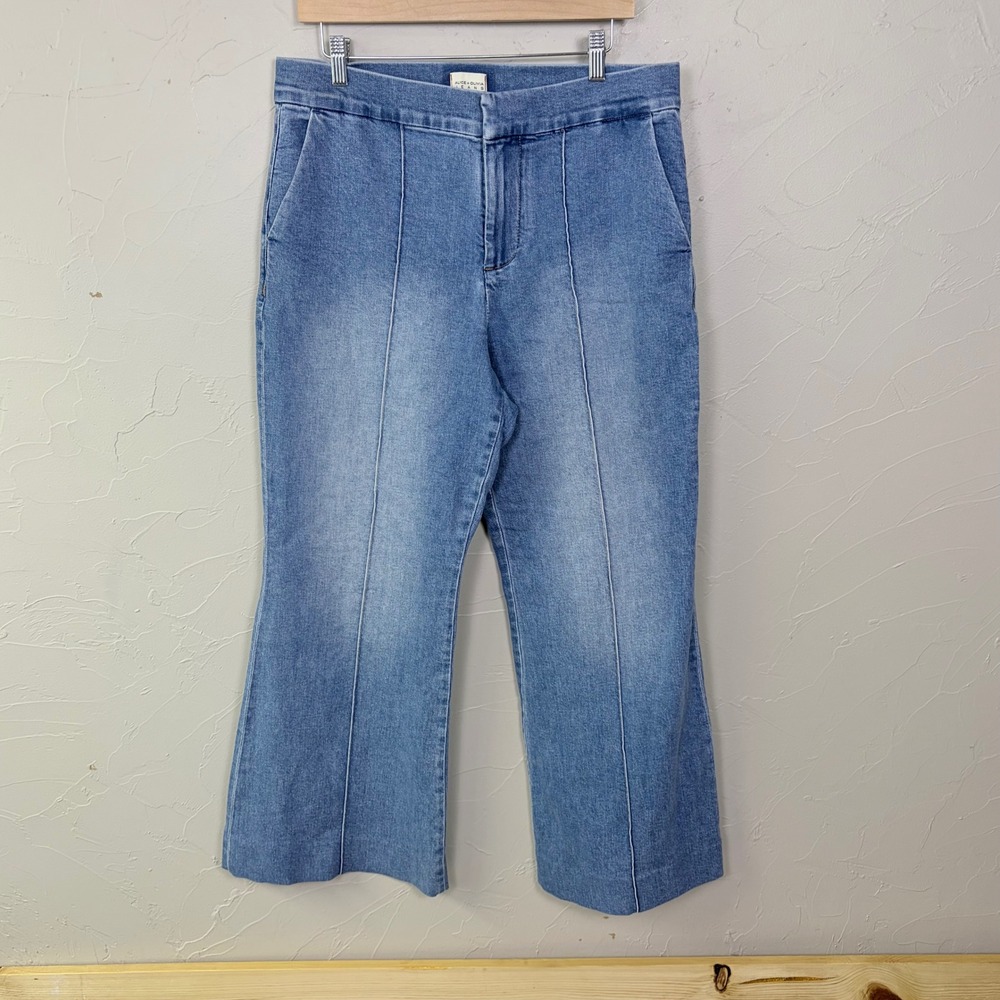 Alice + Olivia Jeans Wide Leg Denim Pants Womens 31 Blue Dylan High Waist Seam